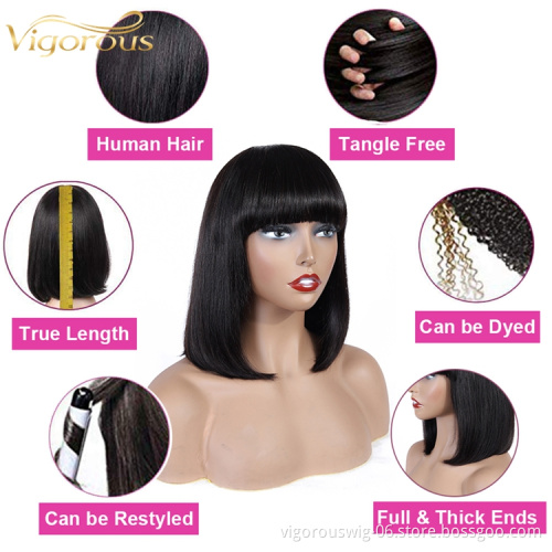 Vigorous short kinky straight bob raw bone straight long brazilian human hair extension guangzhou 100% real human hair wigs